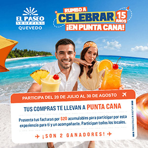 ¡Celebremos juntos los 15 años de El Paseo Shopping Quevedo en Punta Cana!
