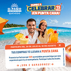 ¡Celebremos juntos los 15 años de El Paseo Shopping Quevedo en Punta Cana!